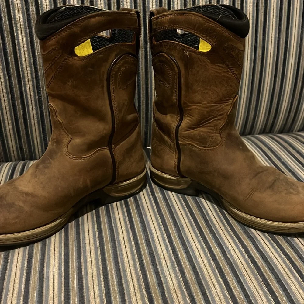 Brown Kids Western Leather Pull-On Boots